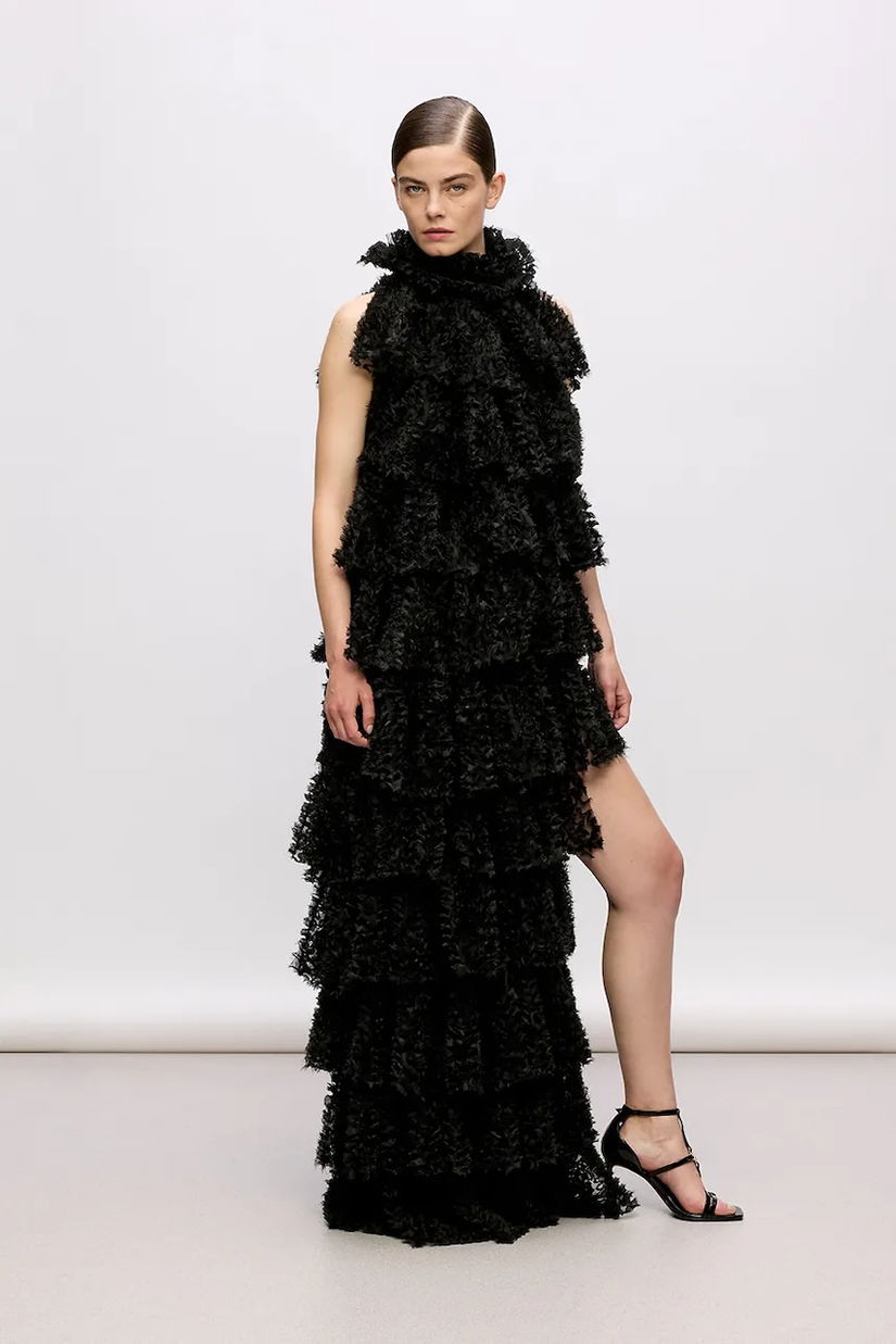 Karl Lagerfeld rochie culoarea negru, maxi, evazati
