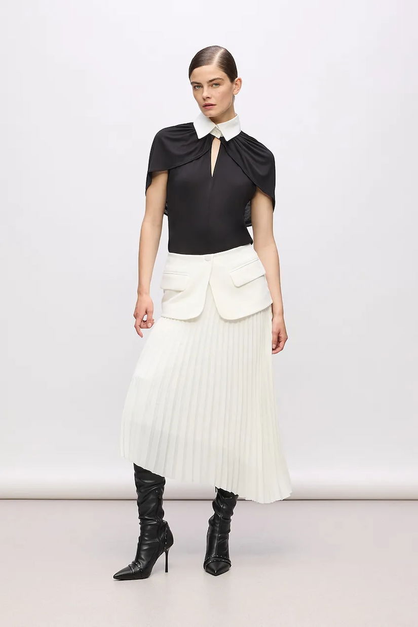 Karl Lagerfeld fusta culoarea alb, midi, evazati