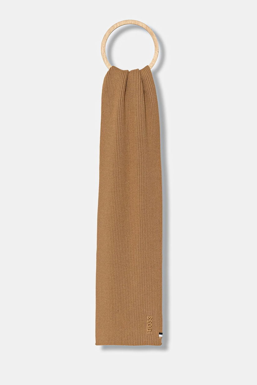 BOSS eșarfă cu lână culoarea negru, uni, 50522441