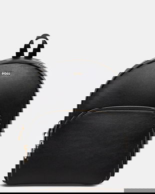 BOSS ghiozdan de piele culoarea negru, mic, uni, 50552169