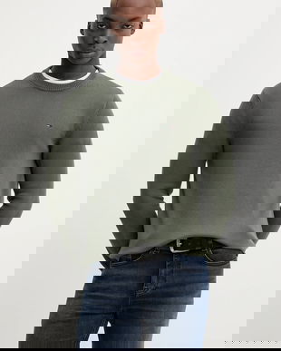 Tommy Jeans pulover de bumbac culoarea verde, light, DM0DM21787