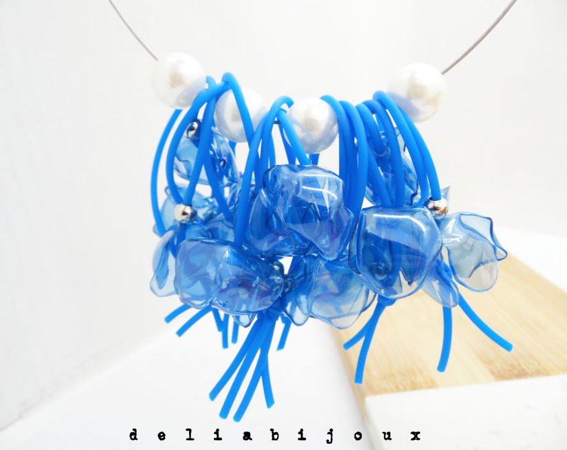Colier statement unicat - Blue Chaos (cod1280)