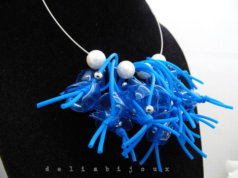 Colier statement unicat - Blue Chaos (cod1280)
