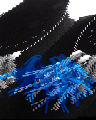 Colier statement unicat - Blue Chaos (cod1280)