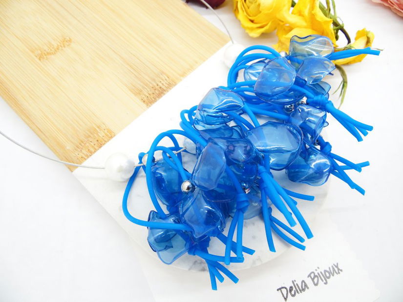 Colier statement unicat - Blue Chaos (cod1280)