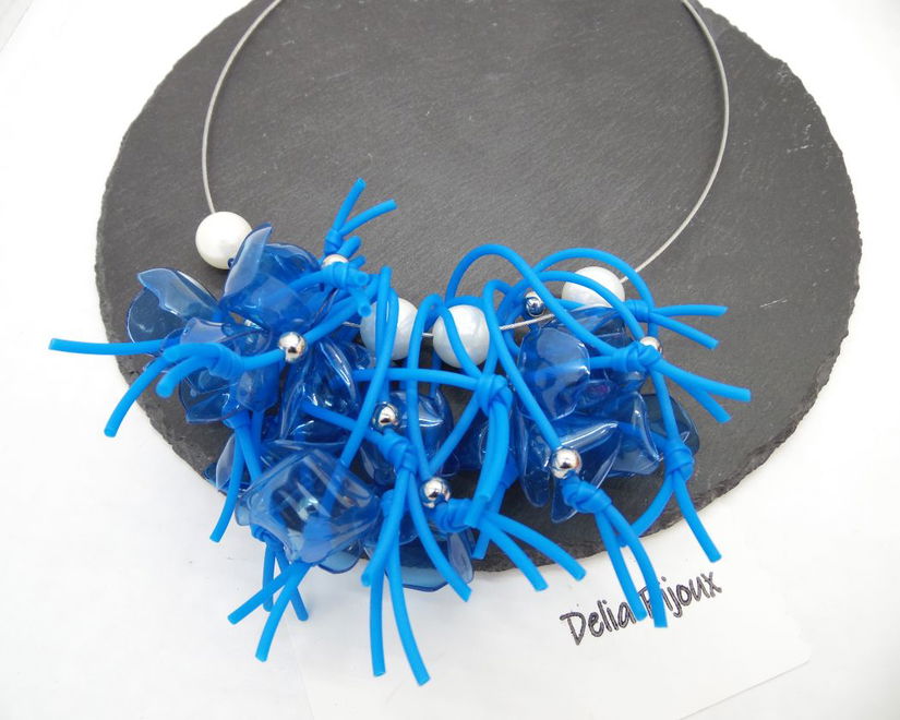 Colier statement unicat - Blue Chaos (cod1280)