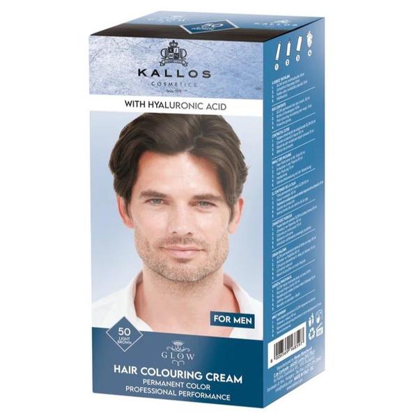 Vopsea Permanenta pentru Barbati - Kallos Glow For Men Long Lasting Cream Hair Colour, nuanta 50 Saten Deschis, 1 buc