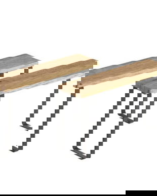 Set 2 etajere York, din lemn de acacia, 27x8x16 cm