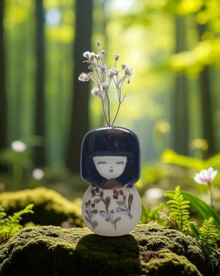 Papusa din portelan cu ravas - KOKESHI