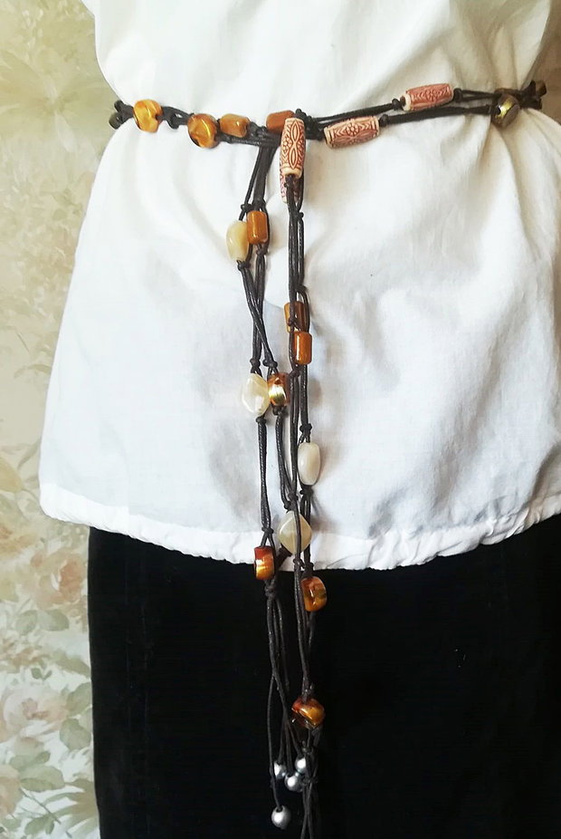 colier boem lung / cordon snur cu margele