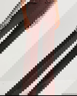 Elisabetta Franchi pantaloni culoarea maro, drept, high waist, PA12156E2