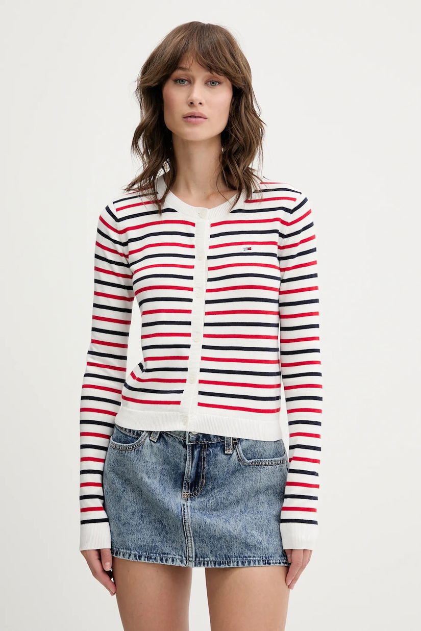 Tommy Jeans cardigan din bumbac culoarea roșu, light, DW0DW20976