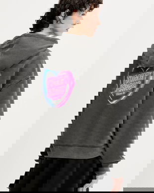 Tommy Jeans hanorac de bumbac culoarea gri, cu glugă, cu imprimeu, DW0DW20945