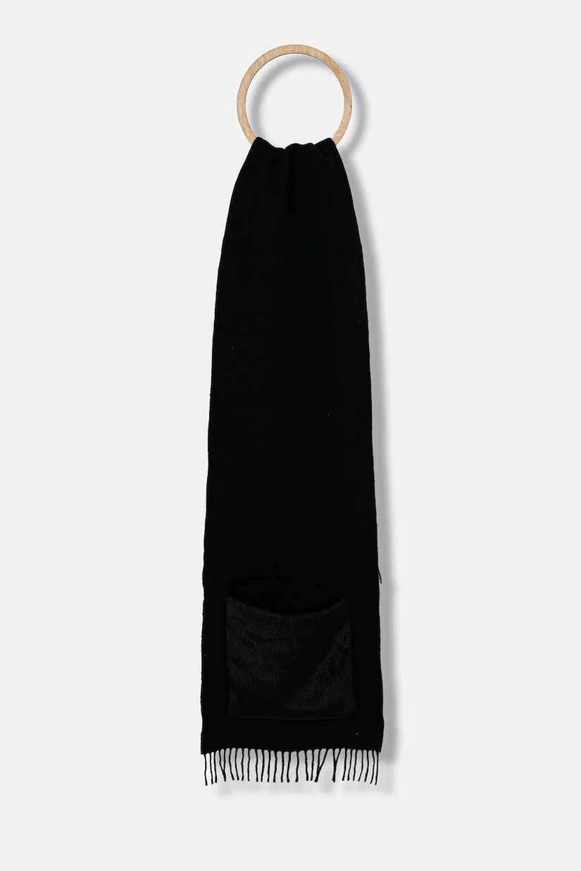 BOSS eșarfă cu lână culoarea negru, uni, 50552112