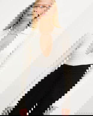 Elisabetta Franchi pulover din amestec de mătase culoarea bej, light, MK09B56E2