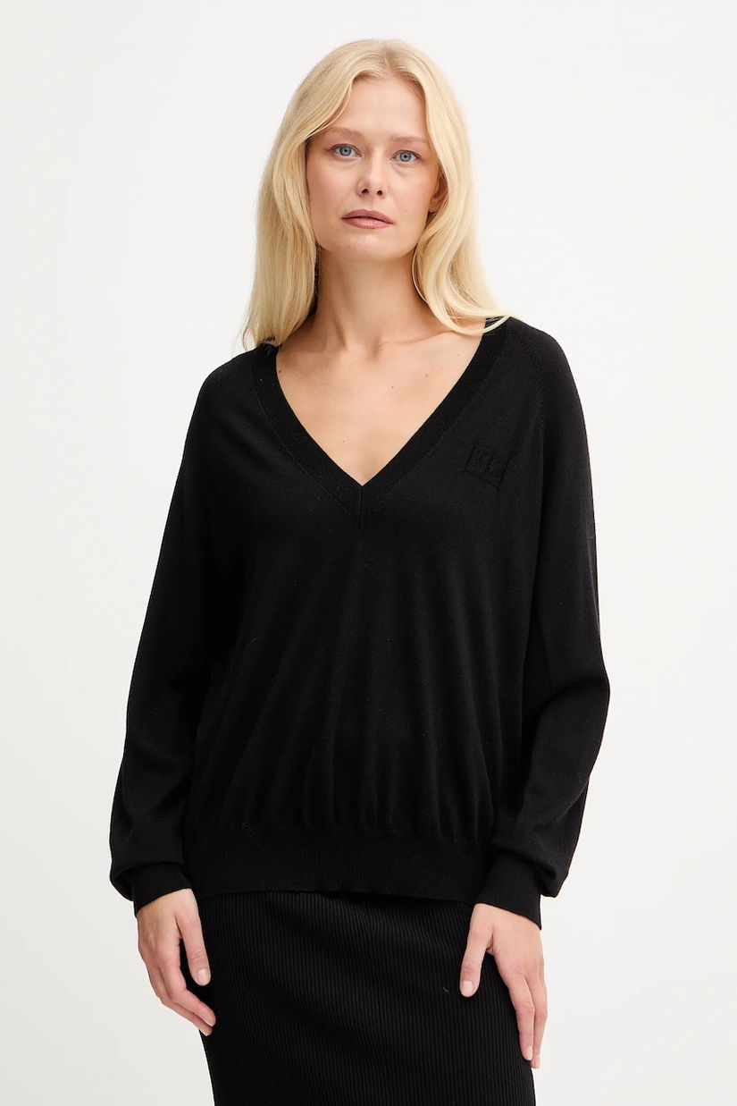 Elisabetta Franchi pulover din amestec de lână culoarea negru, light, MK34S57E2