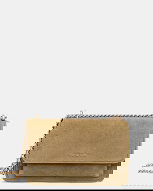 MICHAEL Michael Kors geantă de mână din piele întoarsă culoarea verde, 30F5GC7L3S