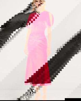 Victoria Beckham rochie culoarea bordo, maxi, evazați, 1325WDR005227D