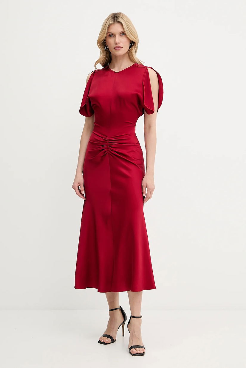 Victoria Beckham rochie culoarea bordo, maxi, evazați, 1325WDR005227D