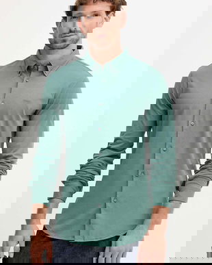 BOSS Orange cămașă din bumbac culoarea verde, cu guler button-down, slim, 50543089