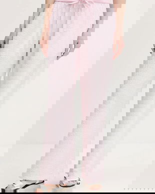 Hollister Co. pantaloni de bumbac culoarea roz, drept, high waist, KI356-5063