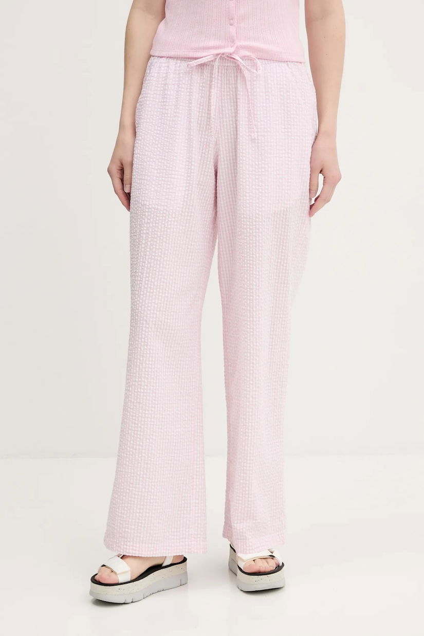 Hollister Co. pantaloni de bumbac culoarea roz, drept, high waist, KI356-5063