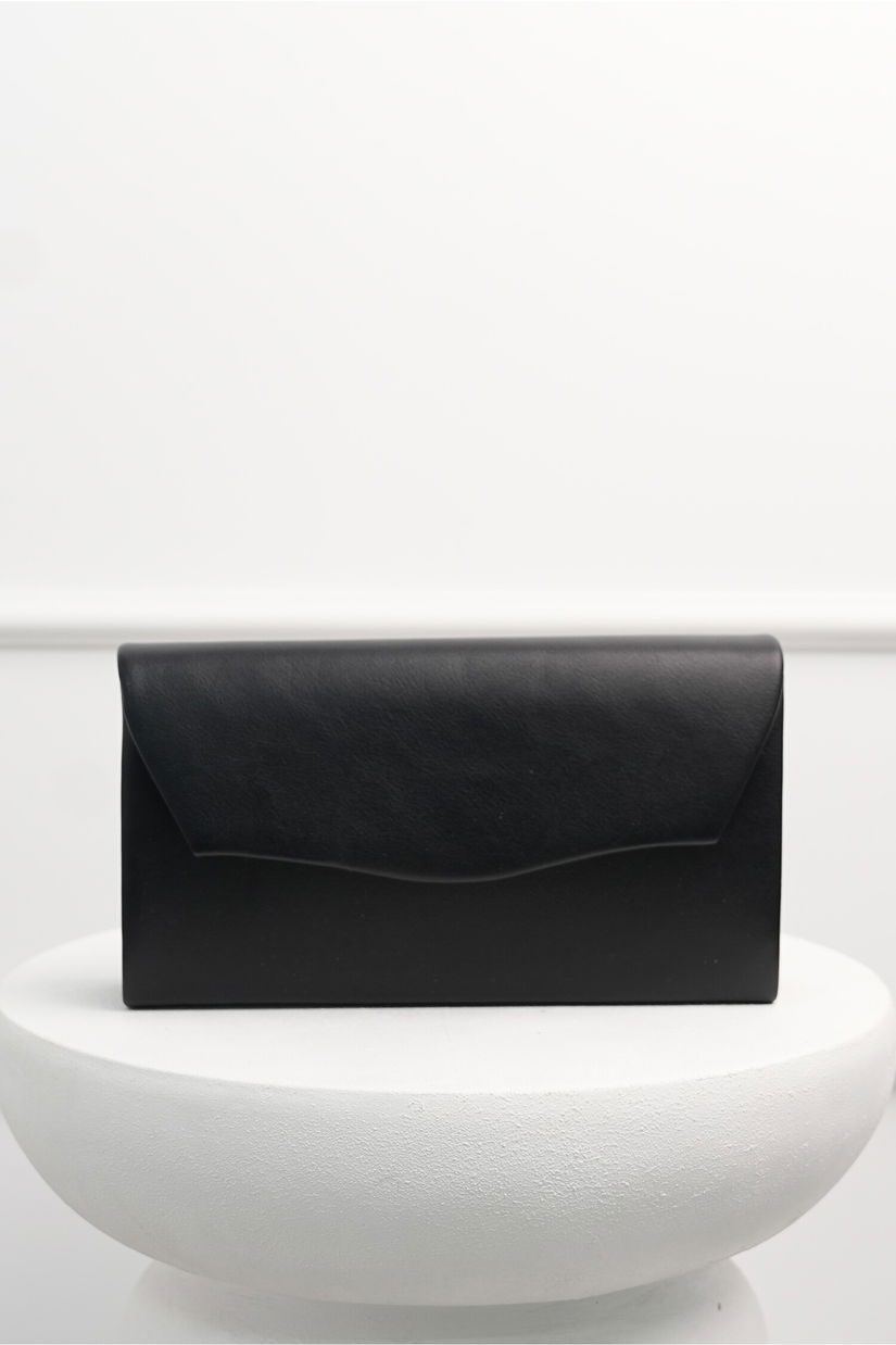 Clutch negru din piele ecologica cu textura mata