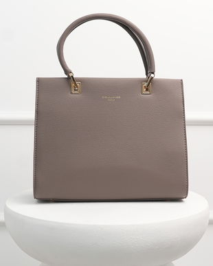 Geanta gri office patrata din piele ecologica cu maner dublu