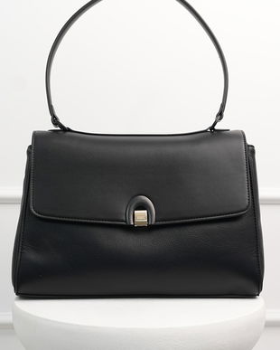 Geanta neagra din piele ecologica cu maner rotund