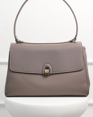 Geanta gri din piele ecologica cu maner rotund