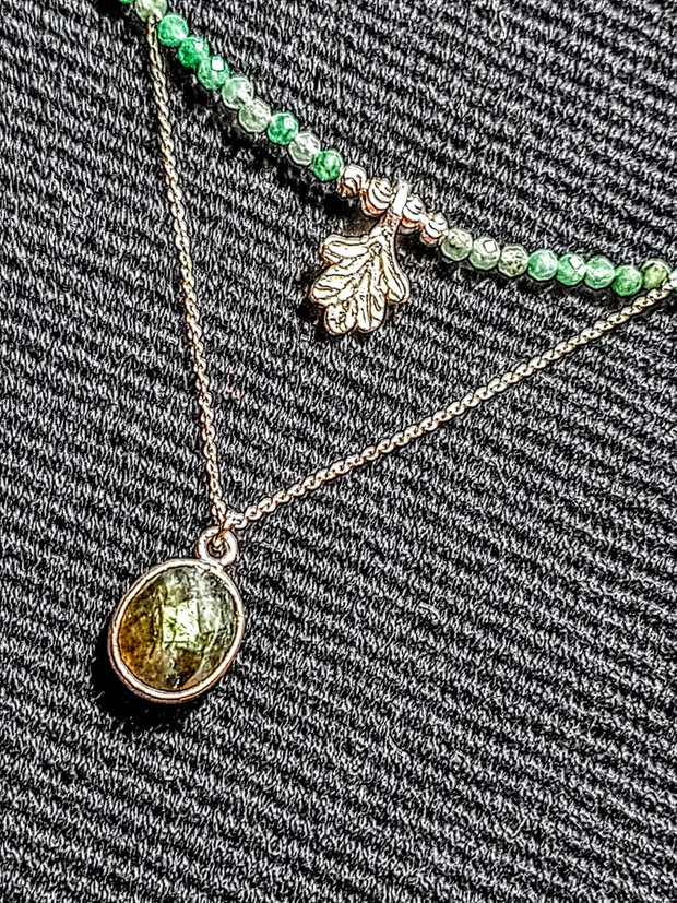 Colier argint labradorit jadeit african lant charma frunza rgint mi9nimalist boho chic trendy