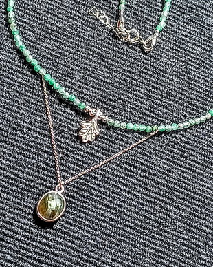 Colier argint labradorit  jadeit african lant charma frunza rgint mi9nimalist boho chic trendy