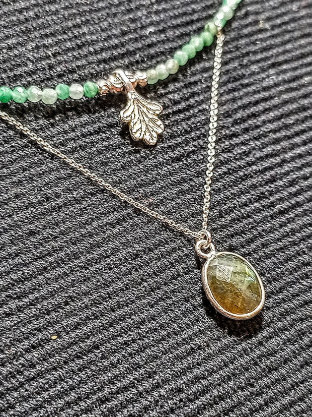 Colier argint labradorit jadeit african lant charma frunza rgint mi9nimalist boho chic trendy