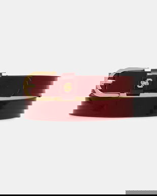 BOSS curea de piele culoarea bordo, 50553385