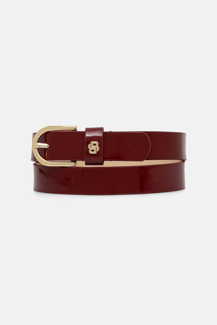 BOSS curea de piele culoarea bordo, 50553385