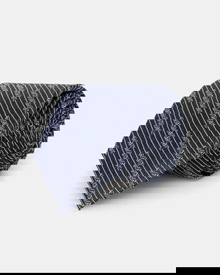 Michael Kors cravată de mătase culoarea bleumarin, MK0DT00189