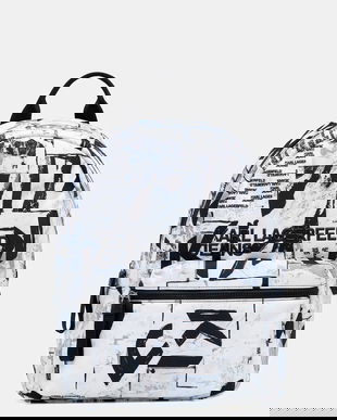 Karl Lagerfeld Jeans rucsac culoarea alb, mare, cu imprimeu, A4M30223