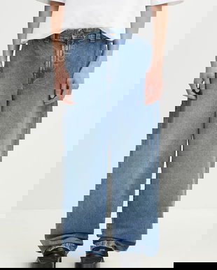 Dickies jeans Madison Baggy Fit Denim Rinsed Blue W/ Fade barbati DK0A4YECK211