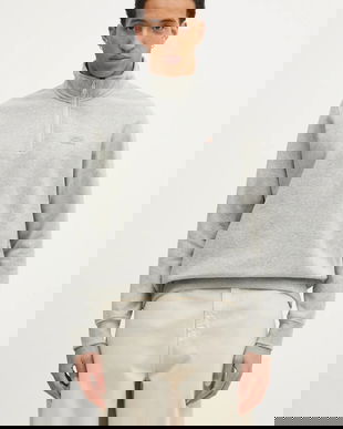 Dickies bluza Oakport Quarter Zip Heather Grey barbati, culoarea gri, melanj, DK0A4XD4HG01