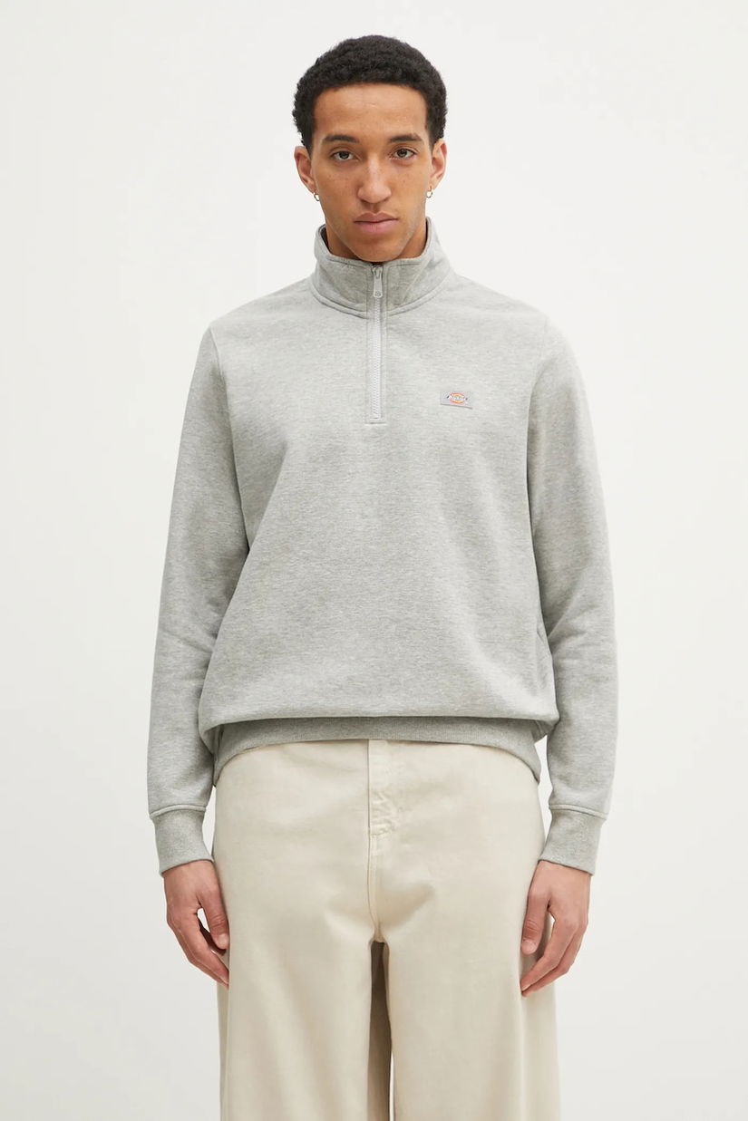 Dickies bluza Oakport Quarter Zip Heather Grey barbati, culoarea gri, melanj, DK0A4XD4HG01