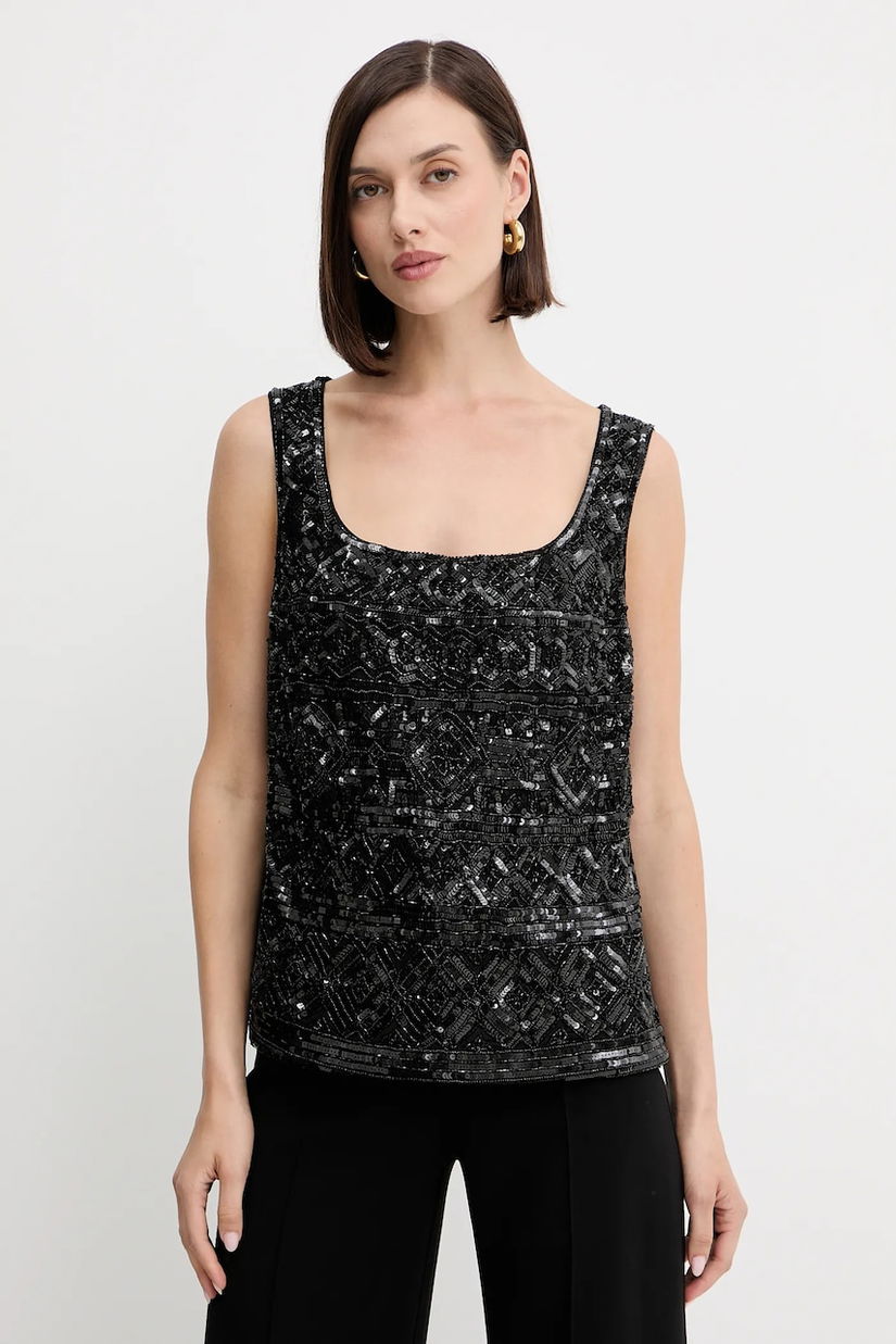 Luisa Spagnoli top culoarea negru, cu imprimeu