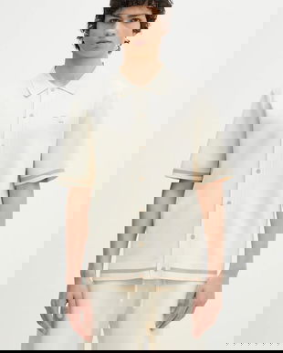 Filling Pieces cămașă Classic culoarea bej, cu guler clasic, relaxed, 91222209936