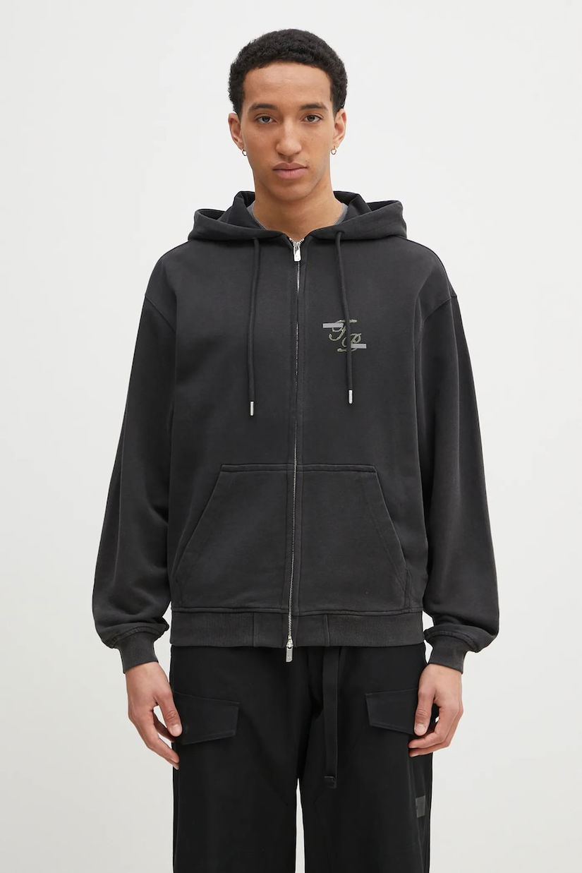 Filling Pieces hanorac de bumbac Topiary barbati, culoarea gri, cu glugă, cu imprimeu, 80699840626