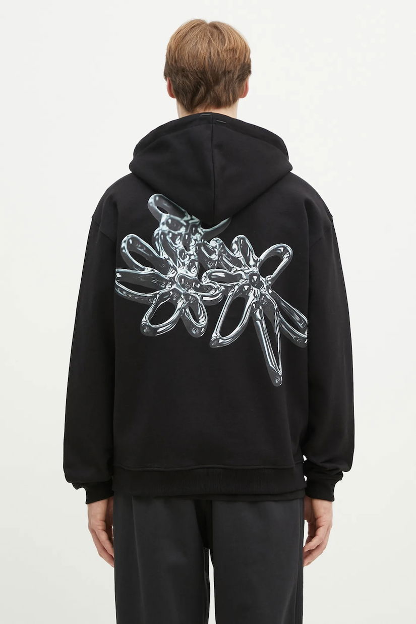 Filling Pieces hanorac de bumbac Chrome Flower bărbați, culoarea negru, cu glugă, uni, 95299821861