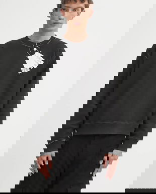 MM6 Maison Margiela hanorac de bumbac culoarea negru, cu imprimeu, SH2GU0023.M25024.101