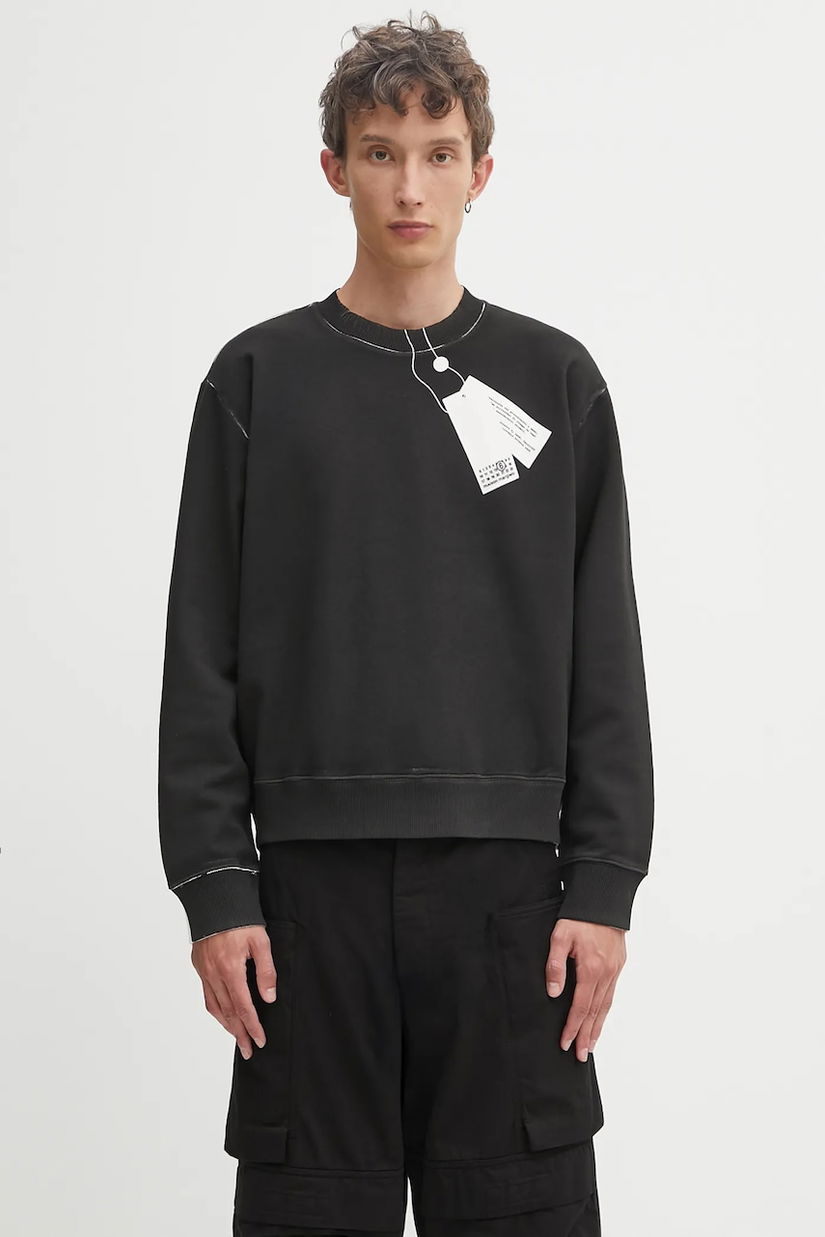 MM6 Maison Margiela hanorac de bumbac culoarea negru, cu imprimeu, SH2GU0023.M25024.101