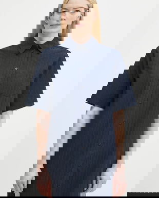 Samsoe Samsoe rochie din bumbac SATINA culoarea bleumarin, mini, drept, F25200080