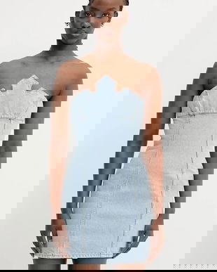 Coperni x Disney rochie din denim Crown mini, mulata, DR190F2024