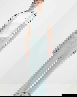 Fiorucci pantaloni de lână Embroidered Suspender drept, high waist, W02SPBPA183WO01BL02