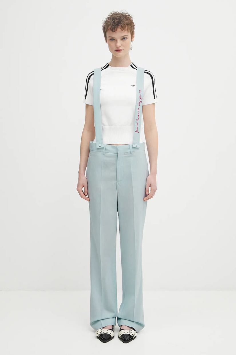 Fiorucci pantaloni de lână Embroidered Suspender drept, high waist, W02SPBPA183WO01BL02